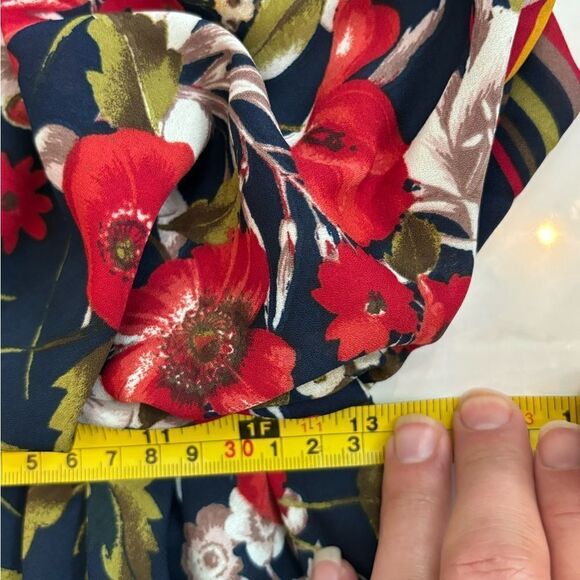 BAILEY BLUE Royal Blue Asymmetrical Handkerchief dress w/ Floral Design Sz S EUC - Picture 12 of 13